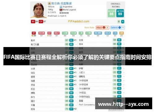 FIFA国际比赛日赛程全解析你必须了解的关键要点指南时间安排